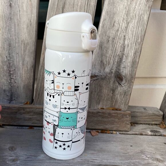water bottle with cat drawing design NWT - Picture 1 of 9